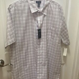 Van Heusen Men’s Light Lavender Plaid Short-Sleeve Button-Up Shirt XL NWT